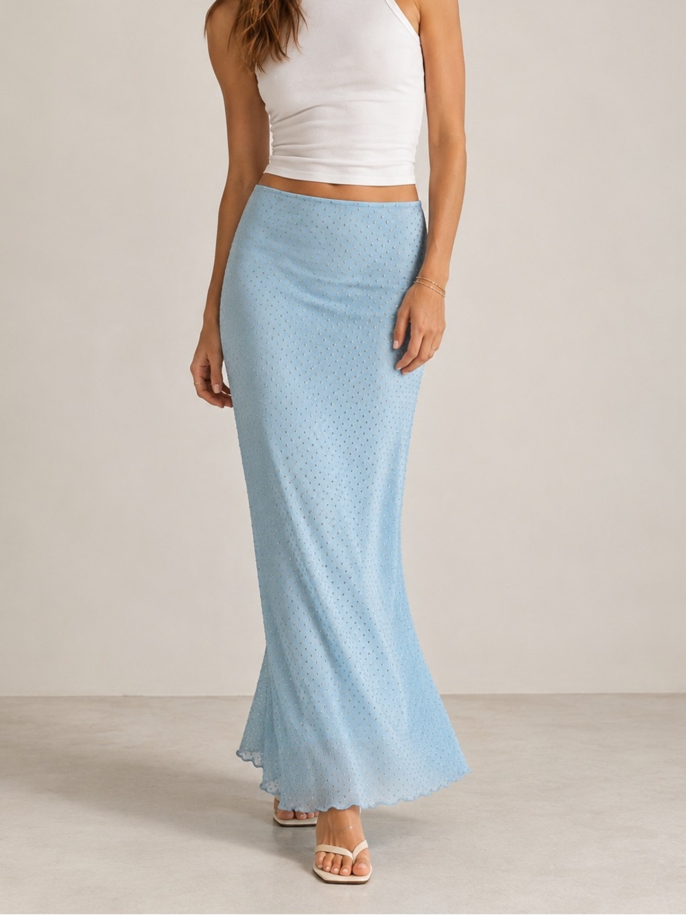 Noisy may Light Blue Eyelet Maxi Skirt - Women